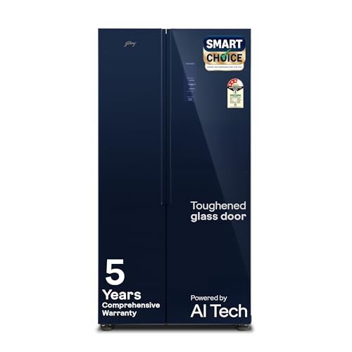 Godrej 600L 3Star 5 Years Comprehensive Warranty Smart Convertible Zones | Toughened Glass Door | Frost Free Inverter Refrigerator (2025 Model, Rs Eonvelvet 646C Rit Sm Bl, Storm Blue)