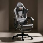 Baybee Drogo Multi-Purpose Ergonomic Gaming Chair With 7 Way Adjustable Seat, Head & Usb Massager, Pu Leather Lumbar Pillow Home & Office Chair With Full Reclining Back Footrest (Emperor Grey)