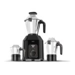 Havells Hexo Plus 1100 Watt Mixer Grinder | 3 Stainless Steel Jars With Handle | 22000 Rpm High-Speed Motor | 100 Min Continuous Runtime | Metal Jar Base | 5 Year Motor Warranty (Black)