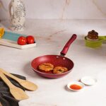 Cello Crown Induction Base Taper Fry Pan 22Cm, Maroon (Aluminium)