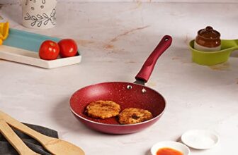 Cello Crown Induction Base Taper Fry Pan 22Cm, Maroon (Aluminium)