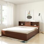 Amazon Brand – Solimo Vernon Engineered Wood King Size Bed With Storage (Asian Walnut)