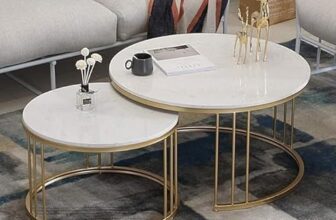 Home Sparkle Nesting Coffee Table Set Of 2, Couch Table, Sled Nesting Table With Engineering Wood Top And Metal Frame For Living Room Bedroom | Big : 21″ X 21″ X 18″, Small : 16″ X 16″ X 16″