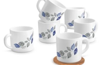 Treo By Milton Opalware Amara 18 Lunis Cup Set | Microwave & Dishwasher Safe | Bone-Ash Free | Tempered Toughness | Set Of 6, 180 Ml Each | White | Mug Set For Tea, Coffee, Daily Use & Gifting