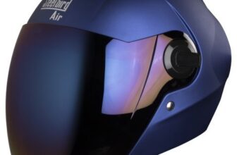 Steelbird Air Sba-2 Matt Full Face Helmet With Iridium Blue Visor (Blue, Large), Expanded Polystyrene And Abs