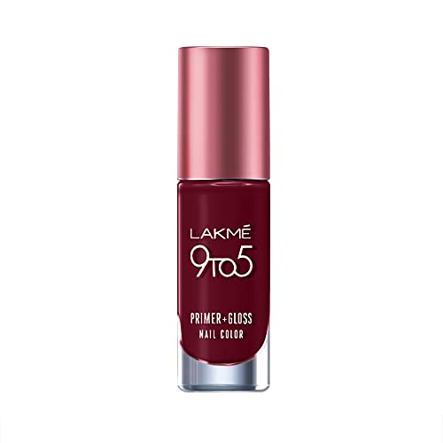 Lakmé 9To5 P+G Glossy Finish Nail Color Smokey Crimson 6Ml