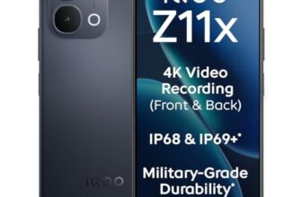 Iqoo Z11X 5G (Titan Black, 6Gb Ram, 128 Gb Storage) | Dimensity 7400-Turbo Processor | 7200 Mah Battery | 4K Video Recording Front & Back | Ip68 & Ip69+ | Powered By Originos 6