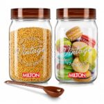 Milton Vintage Plastic Storage Jar And Container Set, Airtight & Bpa Free Containers For Kitchen Storage, Grocery Kitchen Container Stoarge, Multipurpose Transparent Jar, 1000 Ml Each, Set Of 2