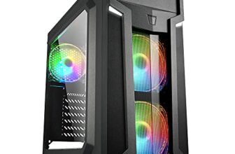 Sharkoon Vg6-W Rgb Mid Tower Pc Computer Case I Support Mini-Itx, Micro-Atx, Atx Motherboard I Acrylic Side Panel With 3 X 120 Mm Addressable Rgb Led Fan (Pre-Installed) – Black