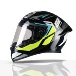 Tvs Racing Titan Series Full Face Helmet For Men | Premium Bike Helmets With Abs Shell, Uv Paint | Quick Release System | Aerodynamic Design | Dot & Isi Certified (Blue & Yellow, L)