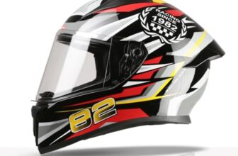 Tvs Racing Titan Series Full Face Helmet For Men | Premium Bike Helmets With Abs Shell, Uv Paint | Quick Release System | Aerodynamic Design | Dot & Isi Certified (Red, L)