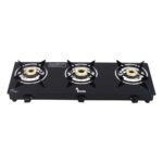 Thermador Ecoflame Gas Stove 3 Burners Auto Ignition | Brass Plated Burners | 3 Burner Gas Stove Glass Top | Lpg Compatible | Isi Certified | 1 Yr Manufacturer Warranty