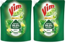 Vim Dishwash Anti Bac Liquid, Neem, 2 Ltr (Pack Of 2)