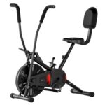 Lifelong Air Bike Exercise Cycle For Home Gym | Dual Action Stationary Cardio Bike For Full Body Workout| Adjustable Cushioned Seat With Backrest |Moving Handles & Anti-Skid Pedals |Max User Weight 125 Kg