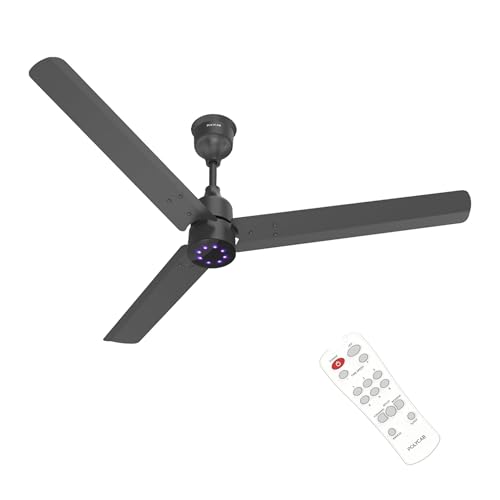 Polycab Wizzy Plus Led 1200Mm Bldc Ceiling Fan With Remote |Bee 5 Star Rated, Higher Air Delivery|Led Indicator,Reverse,Boost,Sleep And Breeze Mode,Free Installation |3 Years Warranty (Matt Black)