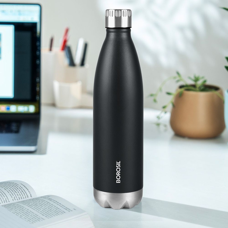Borosil Bolt Bottle 24 Hrs Hot & Cold Vaccum Insulated 1500 Ml Stainless Steel Flask(Pack Of 1, Silver)