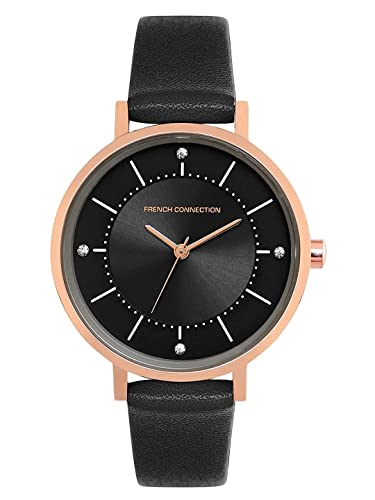 French Connection Leather Analog Black Dial Women’S Watch-Fcn00010C, Band_Rose Gold