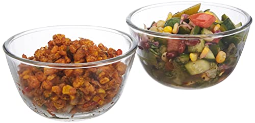 Amazon Brand – Solimo Borosilicate Round Glass/Mixing Bowl (Set Of 2, 1100 Ml) | Transparent