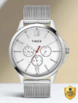 Timex Round 45Mm Silver Dial Analog Watch  – For Men