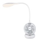 Bajaj Airlight 85 Mm Personal Rechargeable Fan With Task Lighting | 8 W Table Fan | 360-Degree Table Lamp | 3-6 Hours Battery Backup | Silent Operation | Usb Charging Fan | 1-Year Warranty 【White】