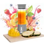 Amazon Basics Portable Hand Blender For Smoothies And Juices | Usb Rechargeable | 6 Stainless Steel Blades | 500 Ml Food Grade Jar | 1 Year Warranty | 2X2000 Mah Batteries (Grey)