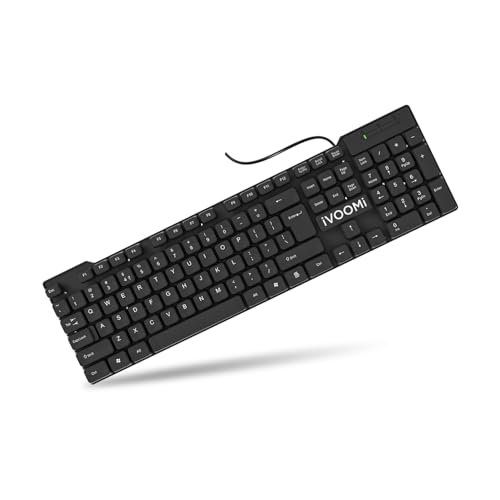 Ivoomi Quest Wired Usb Keyboard, Bis Approved, Full-Size Layout With Numeric Pad, Plug & Play Usb Interface, Uv Printed Key, 120Cm Long Wire, Rupee Key Symbol – 1 Year Warranty (Black) – Newly Launch