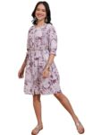 Vishudh Women Short Sleeve Round Neck Dress Vpa1000193 Purple Xl