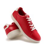 Hummel Classic Pinnacle Casual Sneaker For Women Lightweight Breathable With Enhanced Comfort Cushioned Insole And Slip-Resistant Work And Play Casual Shoes- Uk 4 Red & Whtie