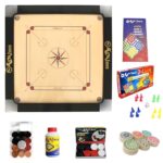 Koxtons – Carrom Board 36 Inch Full Size With 3″ Border & (Super) With Stricker & Accessories And Vista 11 Inch Ludo Snakes And Ladder