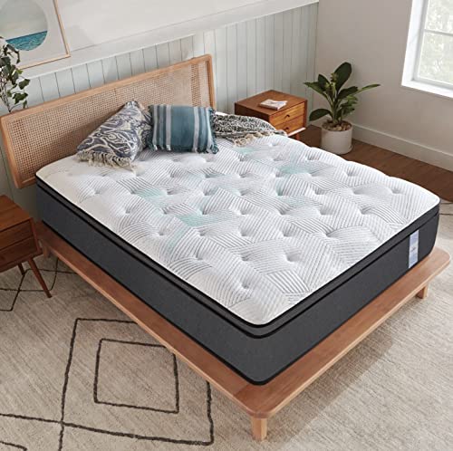 Springtek Eurotop Hybrid Latex Mattress | Euro Top 8 Inches Pocket Spring Queen Size Gadda | Gols Certfied Natural Pincore Dunlop Latex |78X60 Inch