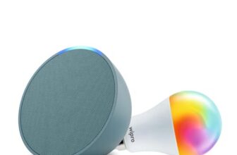 Amazon Echo Pop (Green) Smart Home Speaker Combo With Wipro Simple Setup 9W Led Smart Bulb | With Bluetooth And Alexa