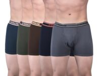 Dollar Bigboss Men’S Pack Of 5 Solid Combed Cotton Classy Trunk With Fly Front Access (8905203784721_Mbtr-03-Long-Po5-Co1-S24_L) Assorted
