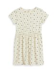 Amazon Brand – Symbol Kids Knee Length Printed Knit Dress (Kd-Drg-Ss25-144_Off White-Polka Dot_8-10 Years)