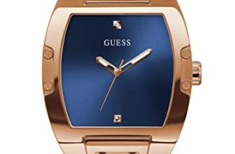 Guess Mens 43 Mm Phoenix Blue Dial Genuine Leather Analog Watch – Gw0386G2
