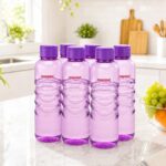 Nayasa Revello 1000 Ml Pet Plastic Fridge Water Bottles Set Of 6 | Bpa Free | Leak Proof | Airtight Lid | Purple