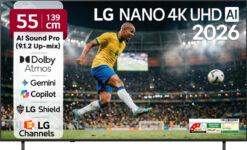 Lg 139 Cm (55 Inch) Ultra Hd (4K) Led Smart Webos Tv 2026 Edition With Nano Detail Enhancer, Hdr10 Pro, 4K Super Upscaling Alpha7 Ai Processor 4K Gen9, Dolby Atmos, Ai Sound Pro (9.1.2 Ch), Multi Ai (Google Gemini & Ms Copilot), Linear Flow Design, 60Hz Vrr, 5 Years Os Upgrade, Secured By Lg Shield,