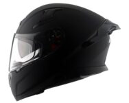 Axor Apex Solid Isi Ece Dot Certified Matt Black Full Face Dual Visor Helmet For Men And Women With Pinlock Fitted Outer Clear Visor And Inner Smoke Sun Visor Dull Black(L)