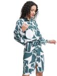 Vishudh Women 3/4 Sleeve Mandarin Neck Dress Vpa1000199 Blue M