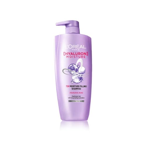 L’Oreal Paris L Oral Moisture Filling Shampoo, With Hyaluronic Acid, For Dry & Dehydrated Hair, Adds Shine Bounce, Hyaluron 72H, 650Ml. | 650Ml