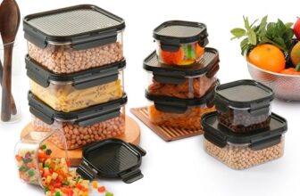 Cello Modulock Pet Storage Container For Kitchen Set Of 9 Pcs, Black (1000Ml X 3, 600Ml X 3, 260Ml X 3) | Freezer & Fridge Safe, Airtight Pet Kitchen Storage Container For Beans, Whole Grains, Spices