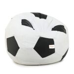 Sattva Xxxl Football Bean Bag Filled With Beans | Faux Leather Bean Bag For Adults & Kids | Pre-Filled Comfortable Seating For Living Room, Bedroom, Home & Office – White & Black