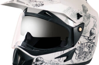 Vega Off Road D/V Sketch Motorbike Helmet(White Silver)