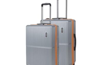 Move-Meant Set Of 2 Glide Small & Medium Check-In Suitcase | 55 Cm & 66 Cm | 360 Degree 8 Wheels Number Lock Polycarbonate Mat. Grey Trolley Bag | Luggage For Travel – Pack Of