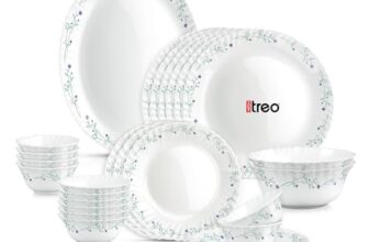 Treo By Milton Opalware Aurelia Murel Dinner Set Of 27 | Serving For 6 | Microwave & Dishwasher Safe | Bone-Ash Free | Tempered Toughness | Plates & Bowls | Crockery Set For Dining & Gifting
