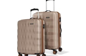 Aristocrat Comet Set Of 2 (Cabin+Medium) Hard Case Trolley Bags, Champagne