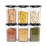 Milton Square Premium Containers For Kitchen Storage Set Of 6 (1100 Ml Each) Food Grade, Bpa Free I Stackable, Transparent I Durable, Multi-Purpose, Space Saving, Black
