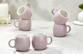 Amazon Brand – Solimo Solid Ovule Lavender Ceramic Tea Cups | Set Of 6 | 190Ml | Microwave & Dishwasher Safe Coffee Cup | Perfect For Daily Use, Office Parties, And Special Occasions