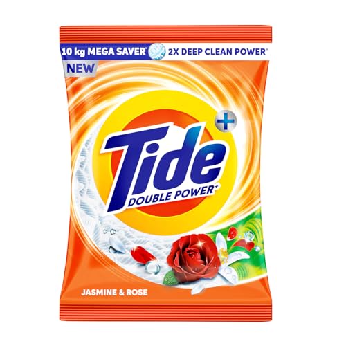 Tide Plus Detergent Washing Powder – 10Kg Mega Saver Pack | Jasmine & Rose Fragrance | Removes Deep-Seated Oil, Gravy, Tea Stains | World’S No. 1 Detergent Brand