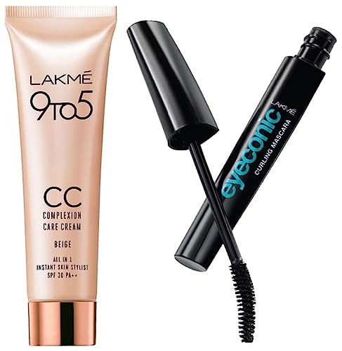 Lakme 9 To 5 Eyeconic Curling Mascara, Lightweight, Water-Resistant Mascara With Smart Curl Brush, Deep Black, 9 Ml