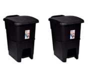 Aristo Plastic Biomedical Waste Dustbin With Step-On Pedal 12 Ltr (Black & Black) Combo